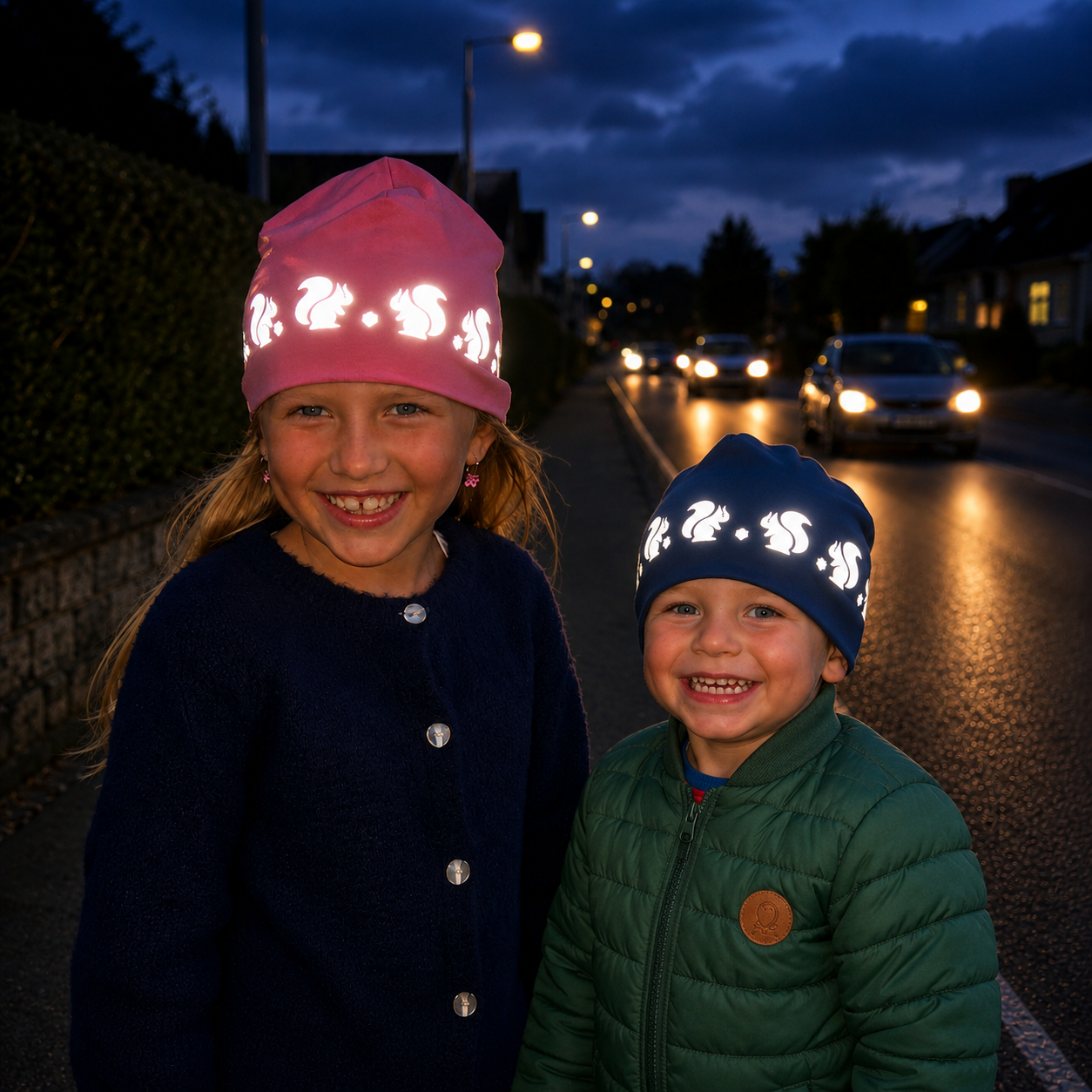 Barnmössa med reflex för höst och vår - smart in the dark